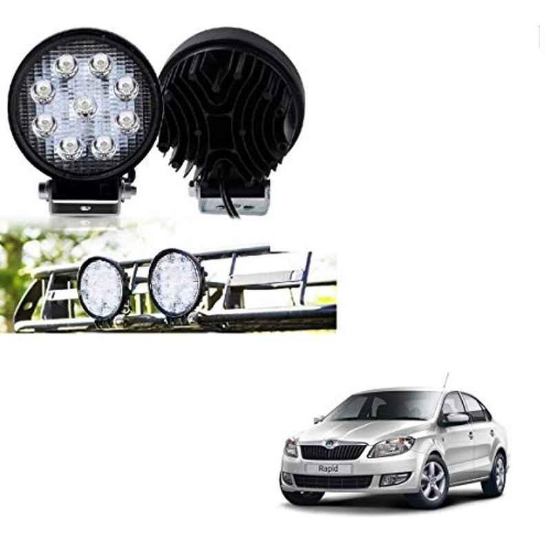 Kozdiko 2 Pcs 27W 4 inch 9 LED Waterproof Round White Fog Light Set with Mounting Brackets for Skoda Rapid, kozd_19914