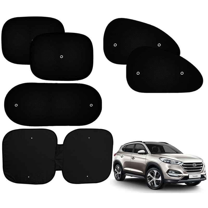Auto Pearl 6 Pcs PVC & Mesh Black Window, Front & Rear Sun Shade Set for Hyundai Tucson