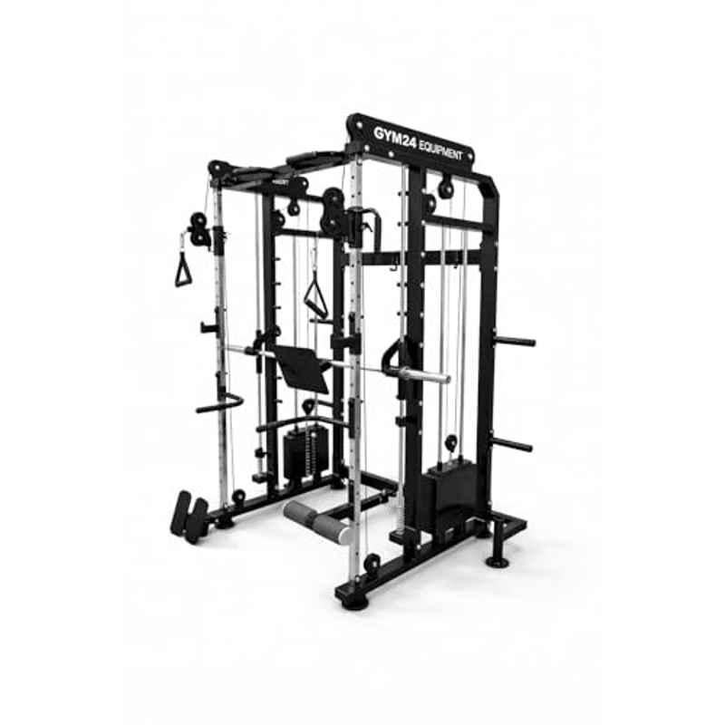GYM24 Equipment Version 2.0 80kg Capacity Alloy Steel Black Multi Functional Trainer Smith Machine