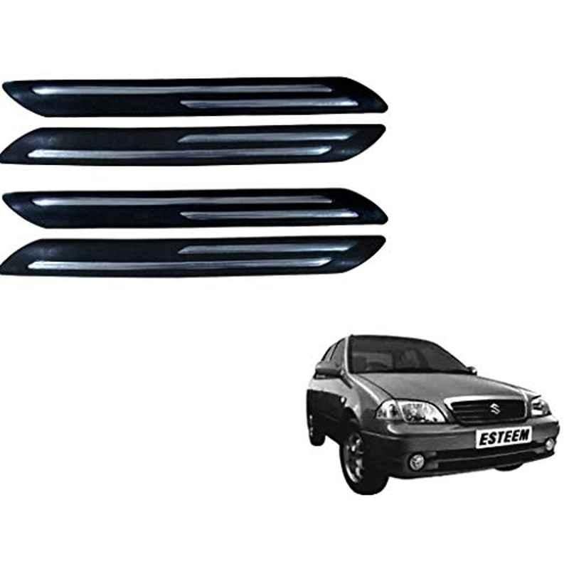 Kozdiko 4 Pcs Double Chrome Bumper Protector Black Set for Maruti Suzuki Esteem