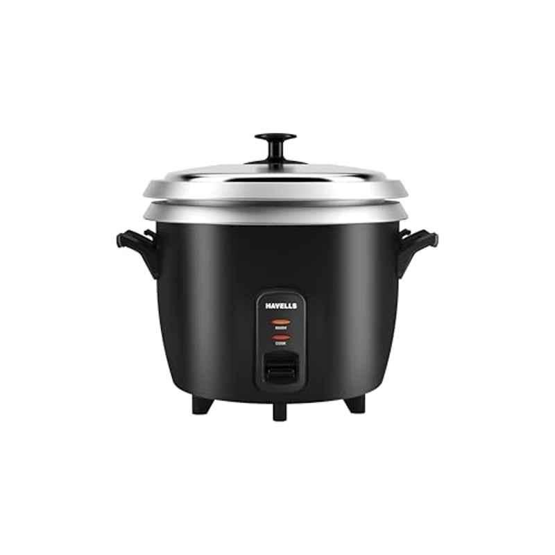 Havells Riso Plus 1.8 Litre 700W Stainless Steel Black Rice Cooker with 2 Bowl & 2 Years Warranty, GHCRCDCK070