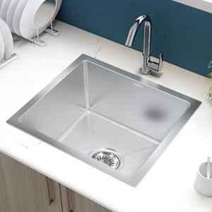 Plantex 304 Grade Stainless Steel Kitchen Sink/Undermount Handmade Sink for Kitchen with 7 Years Warranty Plantex/Single Bowl Sink with All Fittings & Drying Rack (Matte 16x18 inch)