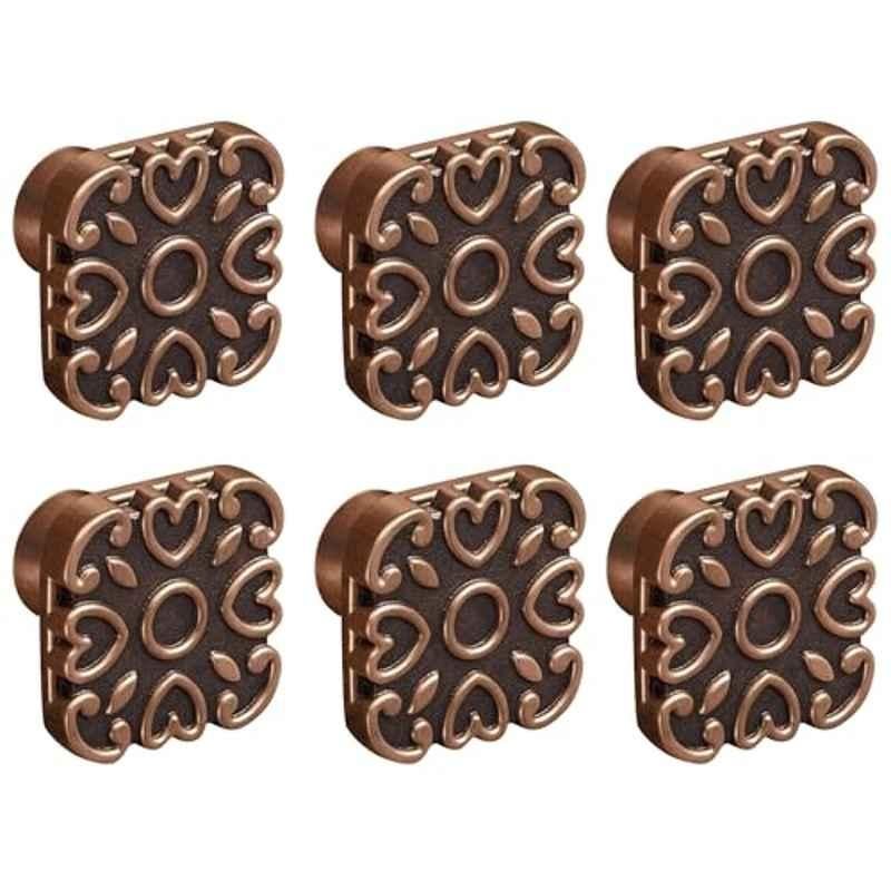 Plantex Knobs for Drawer/Square Drawer Knobs/Knobs for Cabinets/Pull-Push Knobs for Kitchen/Bedroom Drawer (Pack of 6) DTK-299, Antique Copper