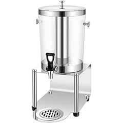 Khushi Udyog 8 Litre Glass Silver Chrome Single Beverage Juice Dispenser with Stand