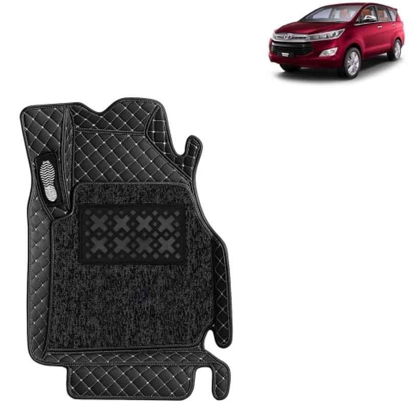 Kingsway 4 Pcs Premium 7D 100% Waterproof & Washable PU Leatherette Classic Black Car Floor Mat Set for Toyota Innova Crysta Manual 2015 to 2021 All Model