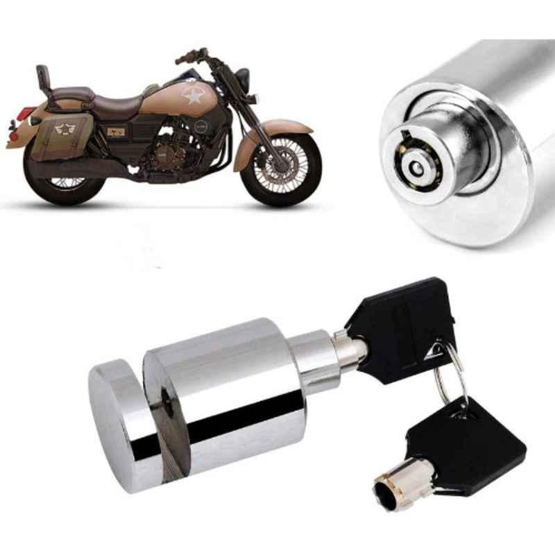 Auto Pearl Stainless Steel Silver Heavy Duty Anti Theft Motorcycle Disc Brake Lock, Lock-477