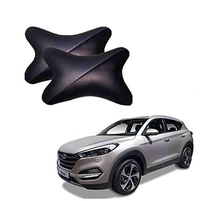 Kozdiko 2 Pcs Memory Foam Grey & Black Car Neck Rest Cushion Pillow Set for Hyundai Tucson