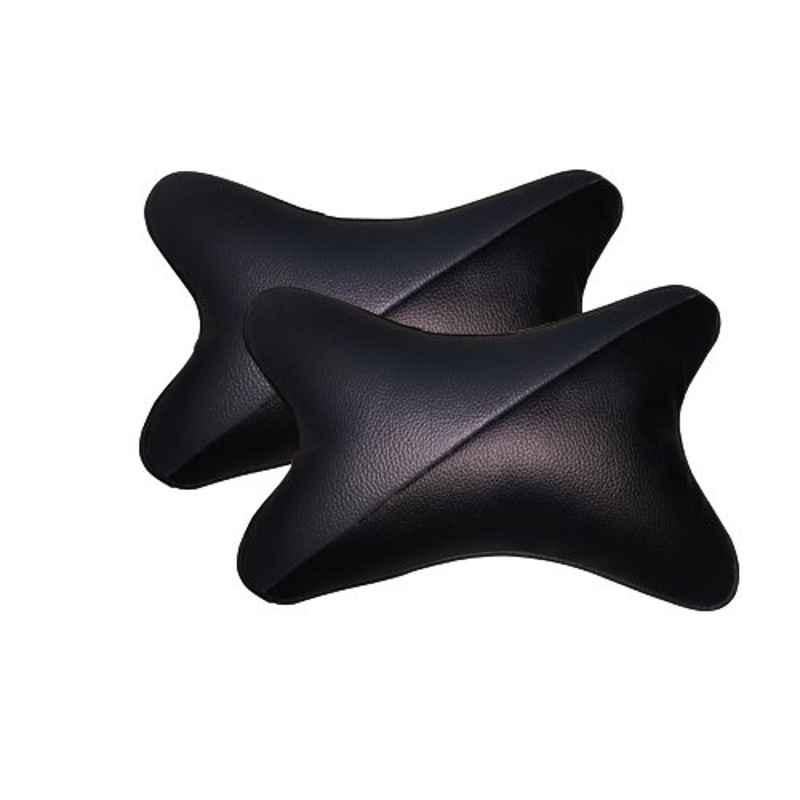 Kozdiko 2 Pcs Black Designer Neck Rest Cusion/Pillow Set for Renault Scala, koz_4210