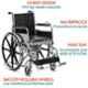 VMS Deluxe 100kg Steel Black Foldable Commode Cum Wheelchair, VWE-1042