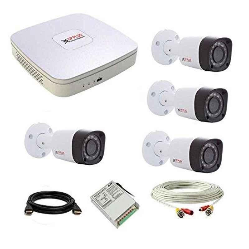 CP Plus 1MP White & Black 4 Pcs Bullet Camera & 4 Channel DVR Kit with All Accessories, CP1106