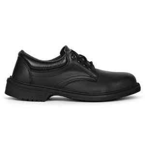 Perf PB34 E Buff Grain Leather Steel Toe Black Safety Shoes, Size: 10