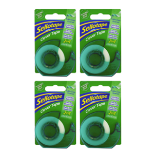 Sellotape 18mm 25m Invisible Matt Clever Tape with Dispenser (Pack of 4)