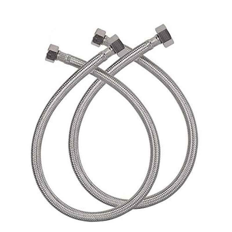 Aquieen 48 inch Stainless Steel 304 Braiding Silver Matte Connection Hose (Pack of 2)