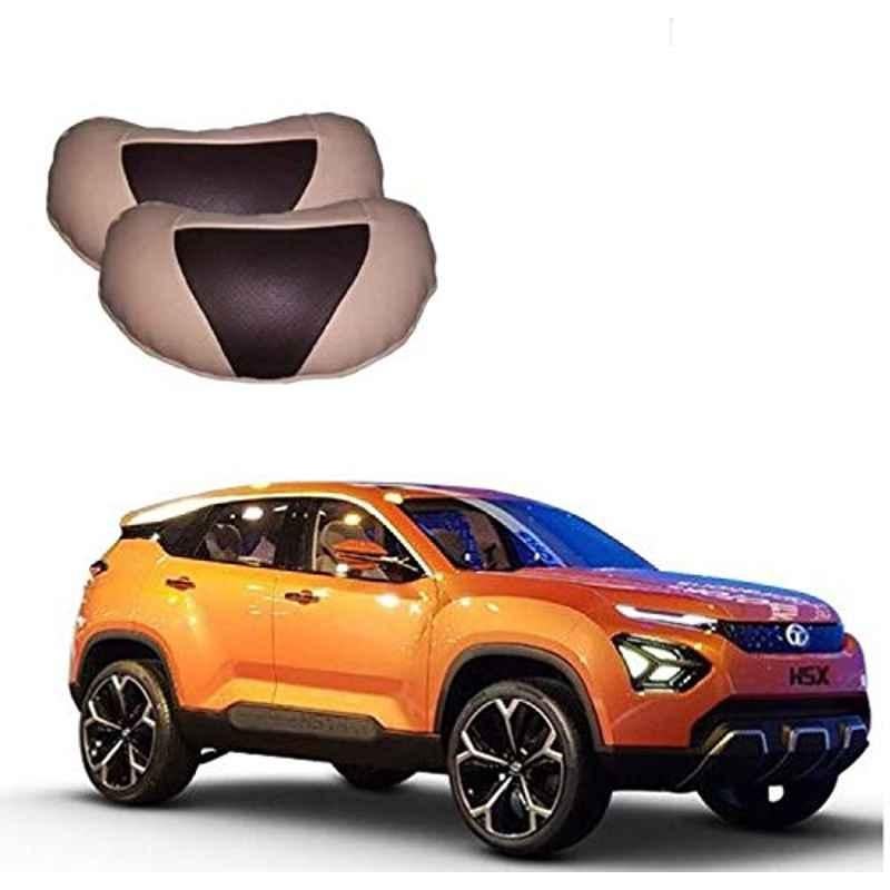 Kozdiko 2 Pcs Beige Brown Neck Rest Cushion Pillow Set for Tata Harrier H5X