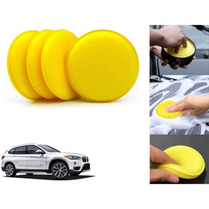Auto Pearl Polyurethane Beige Washing & Waxing Polish Foam Sponge for X1 (Pack of 4)