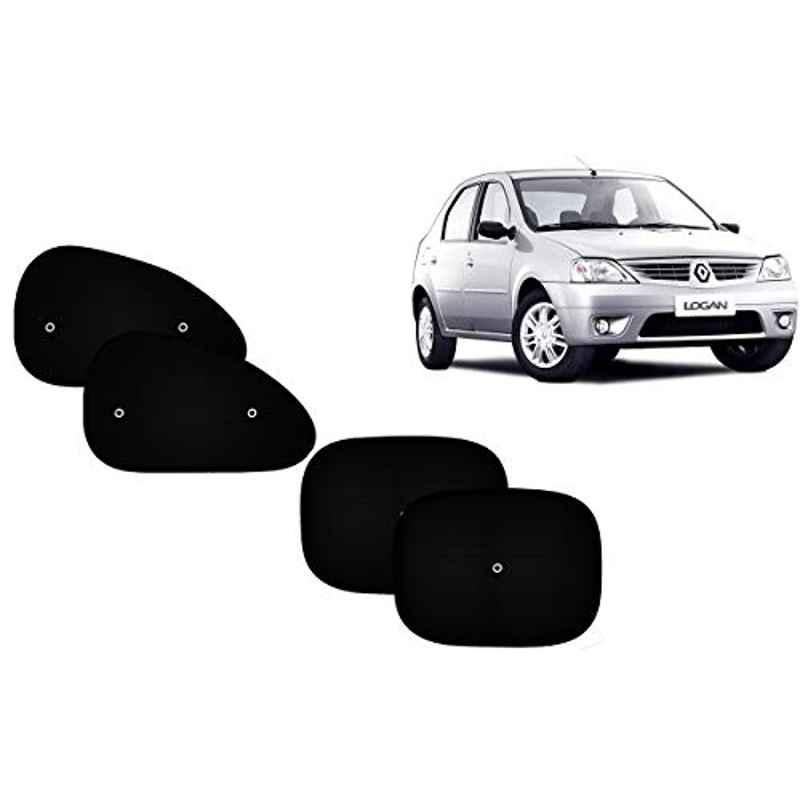 Auto Pearl 4 Pcs PVC & Mesh Black Window Side Sun Shade Set for Mahindra Renault Logan