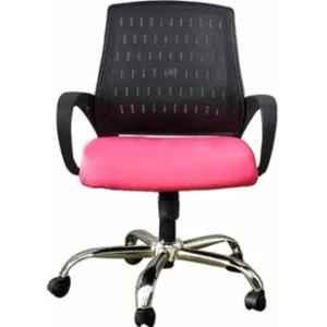 Vizolt Pink & Black Low Back DIY Ergonomic Mesh Chair for Office, Home & Study