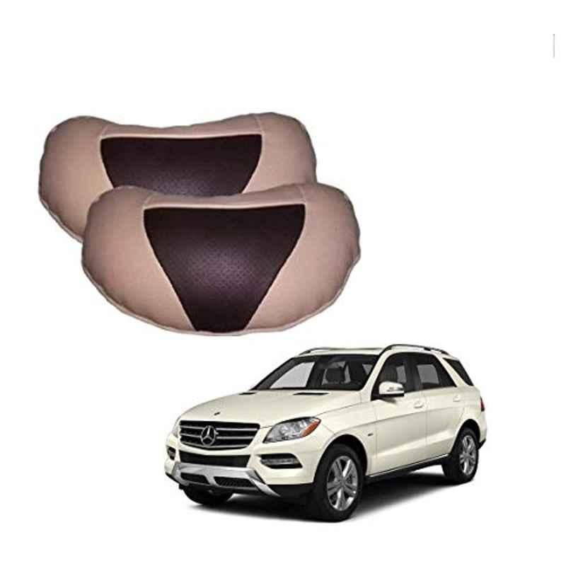 Kozdiko 2 Pcs Beige & Brown Car Neck Rest Cushion Pillow Set for Mercedes Benz GLC-Class