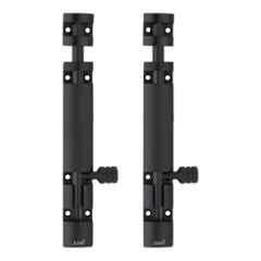 Atom 6 inch Aluminium Black Finish Heavy Duty Joint-Less Tower Bolt, TB002-06 inch-BLK-102 (Pack of 2)