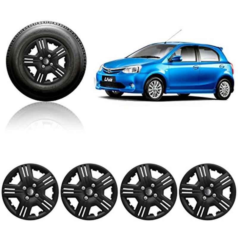 Auto Pearl 4 Pcs 14 inch Black Wheel Cover Set for Toyota Etios Liva