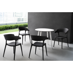 CELLBELL WeaveX Plastic Black Armrest Chair (Pack of 4)