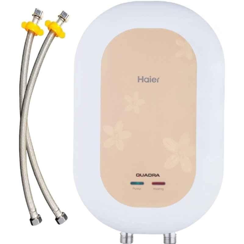 Haier Quadra EI3V-C1(I)-P 3L 3000W White & Beige 5 Star Vertical Instant Geyser, GA07LP00E