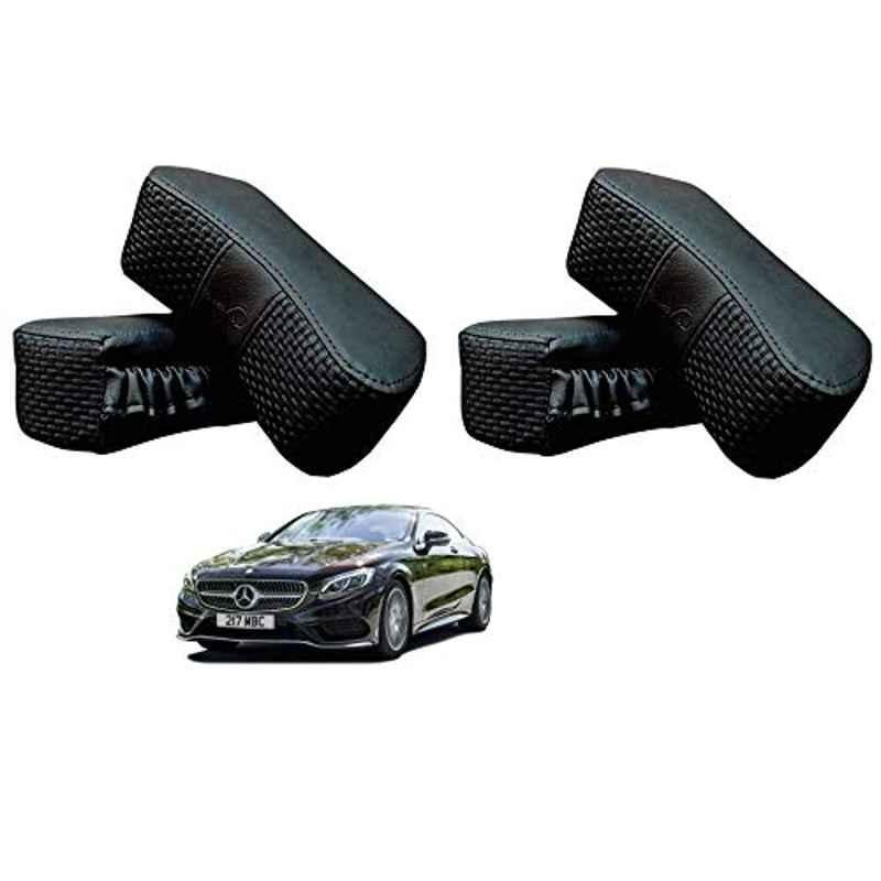 Kozdiko 4 Pcs CV Designer Black Leatherite Neck Rest Car Cushion Pillow Set for Mercedes Benz S Coupe