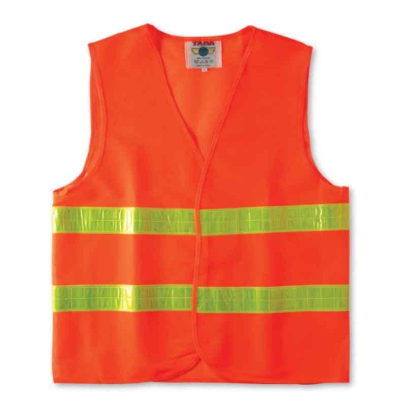 Taha Polyester Orange SJ 2 Line Safety Jacket, Size: Free
