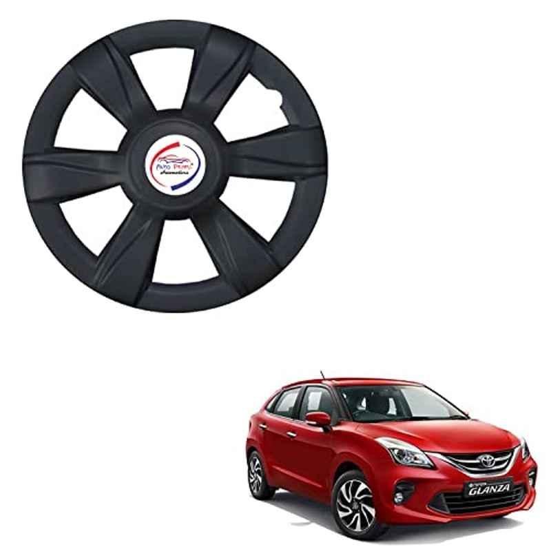 Auto Pearl 4 Pcs 15 inch ABS Xylo Black Hubcap Wheel Cover Set with Retention Ring for Toyota Glanza