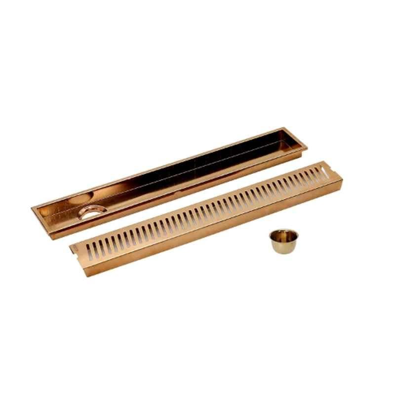 Sanjay Chilly SCDCRG-600 4x24 inch Stainless Steel 304 Rose Gold Shower Channel Drainer, SC99000235