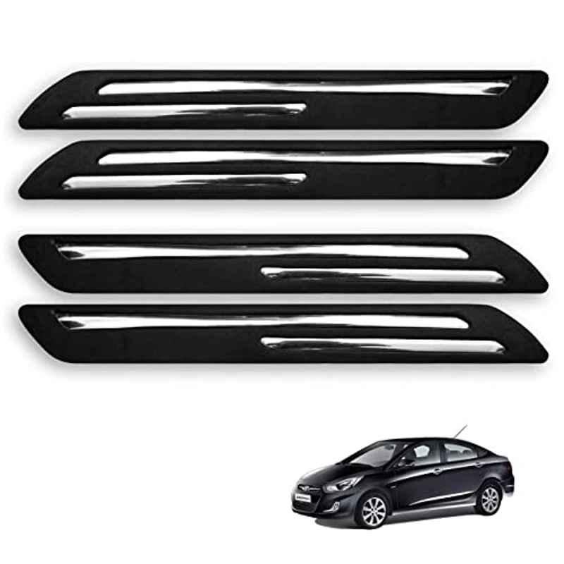 Kozdiko 4 Pcs Rubber Black Double Chrome Strips Car Bumper Protector Guard Set for Hyundai Verna Fluidic