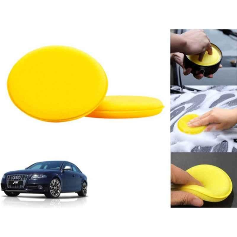 Auto Pearl Polyurethane Beige Washing & Waxing Polish Foam Sponge for S4 (Pack of 2)