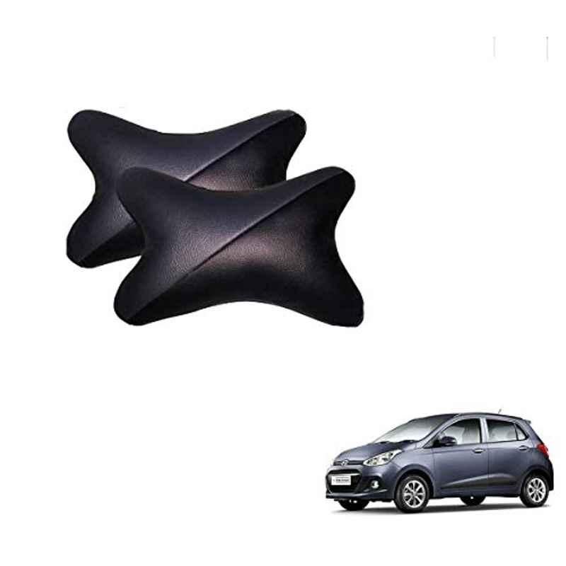 Kozdiko 2 Pcs Memory Foam Grey & Black Car Neck Rest Cushion Pillow Set for Hyundai Grand i10