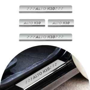 SureStrive 4 Pcs Stainless Steel Silver Footstep Sill Plate Set without LED for Maruti Suzuki Alto K10 2020