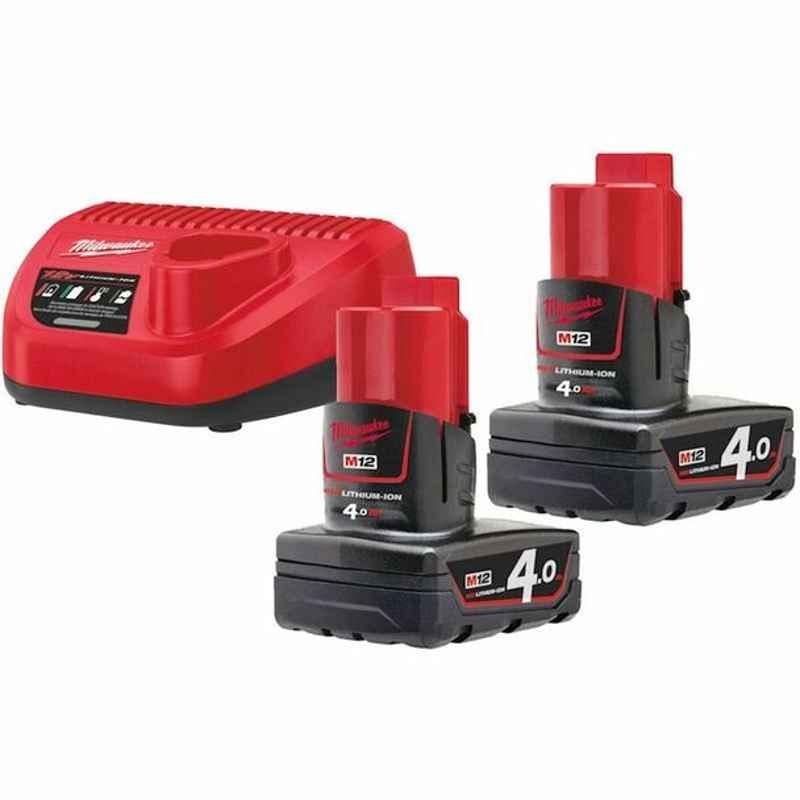 Milwaukee Battery and Charger Kit, M12NRG-402, 12V, 4.0Ah