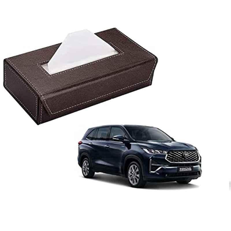 Kozdiko 100 Pulls PU Leather Brown Car Tissue Paper Box with 200 Sheets for Toyota Innova Hycross