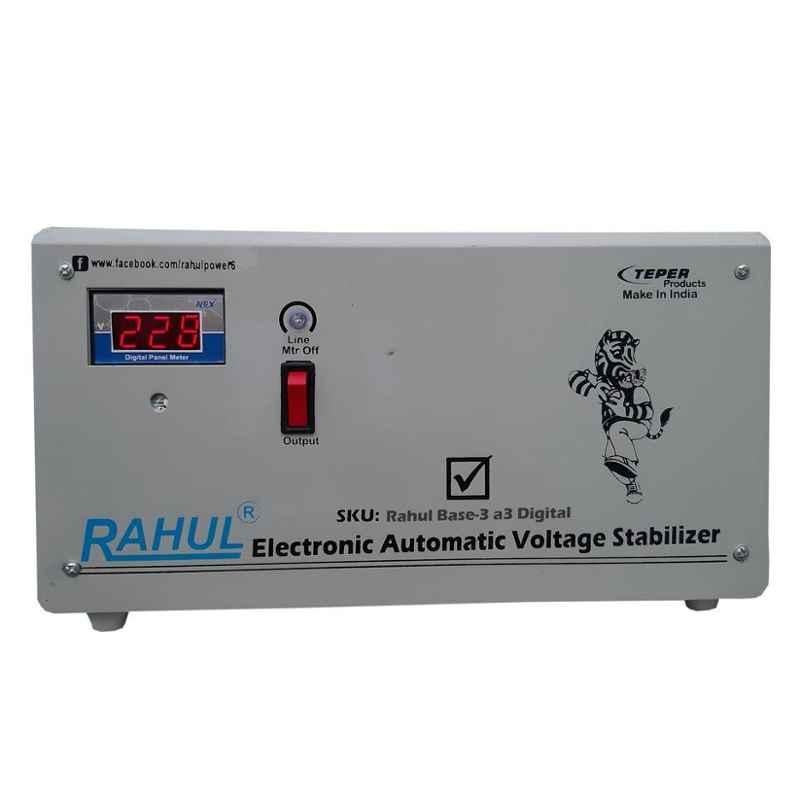 Rahul Base-3 A3 Digital 3kVA 12A 140-280V 3 Step Automatic Voltage Stabilizer for Mainline Use