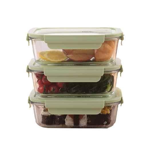 1040ml Glass Meal Prep Containers 3 Compartments Glass Tiffin Box