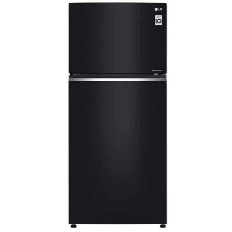 LG 427L Black Glass Frost Free Double Door Refrigerator with Top Mount Freezer, GN-C422SGCU