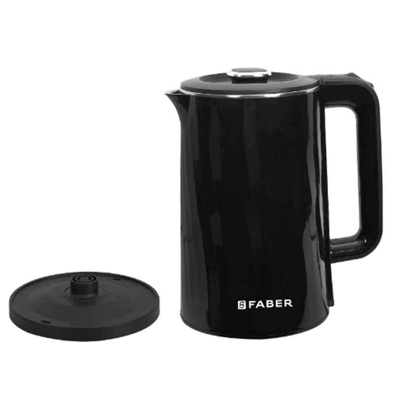Faber 1500W 1.8 Litre Stainless Steel Black Electric Kettle with 1 Year Warranty, 131.0736.687
