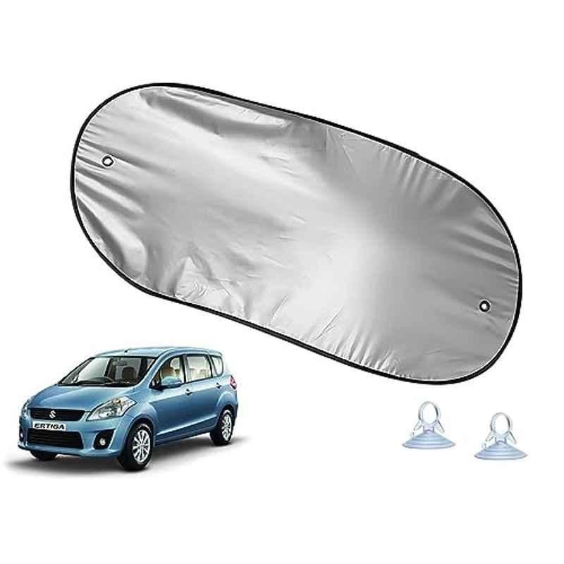 Auto Pearl Polyester Black & Silver Rear Window Sun Shade Curtain with Storage Pouch for Maruti Suzuki Ertiga Type 1 2012-2014