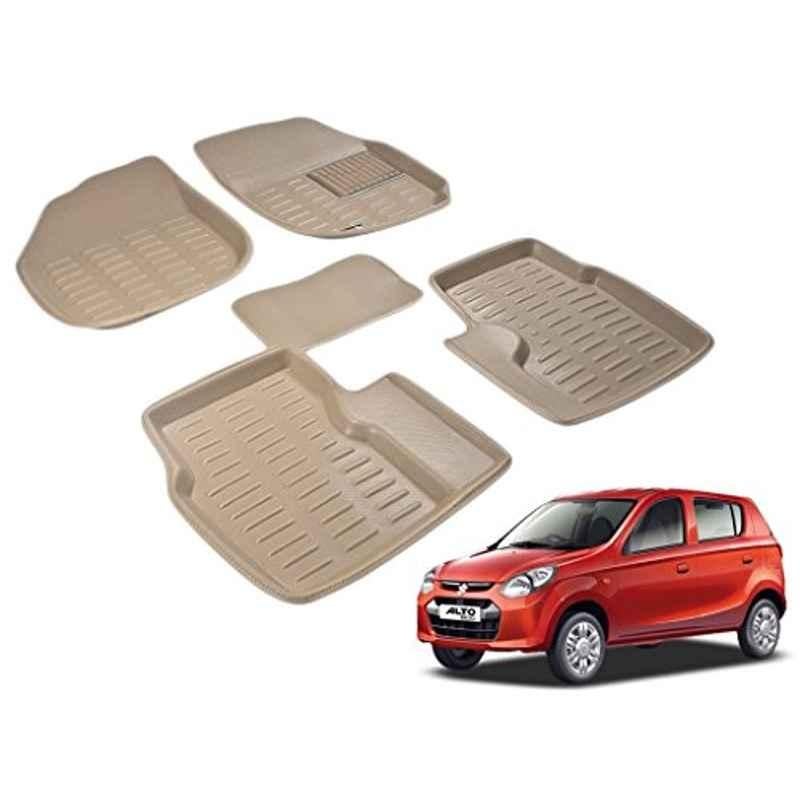 Kozdiko 5 Pcs 3D Beige Car Floor Mat Set for Maruti Suzuki Alto 800, koz_35846