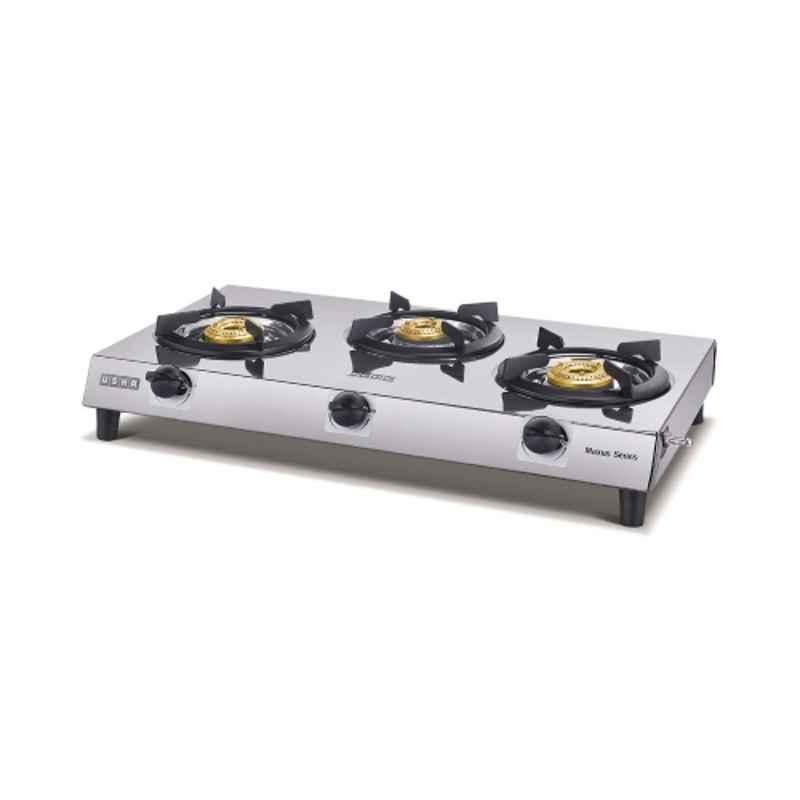 Usha Maxus Stainless Steel Manual 3 Burner Gas Stove, GS-3001