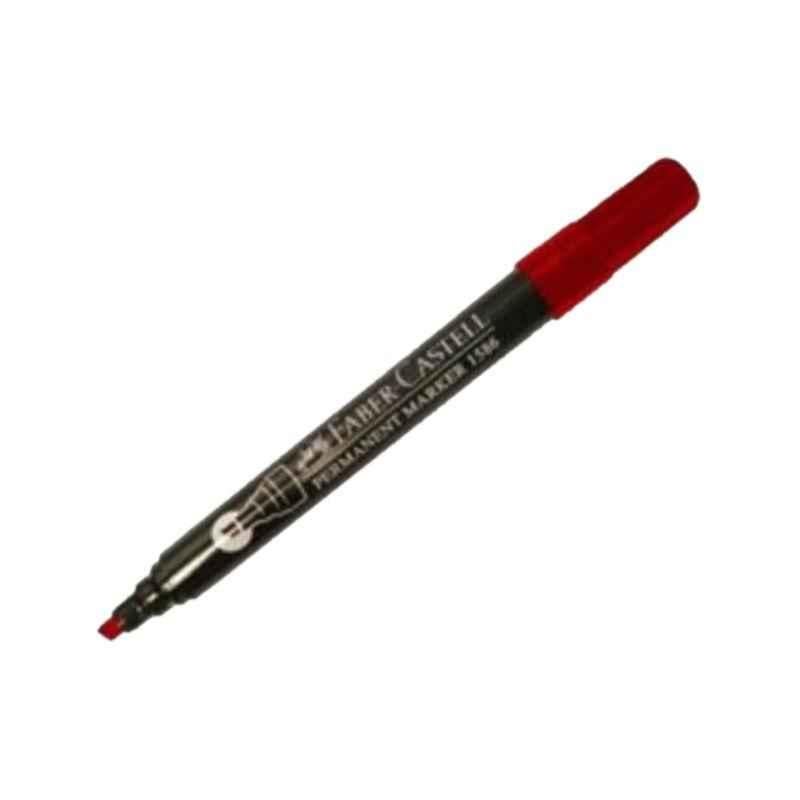 Faber Castell 1586 Chisel Tip Permanent Marker, Red