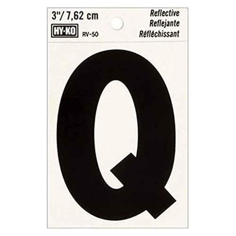 HY-KO RV-50/Q 3 inch Vinyl Black Reflective Letter Q, 107126