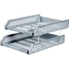 Omega 2 Compartment Plastic Grey Office Tray, 1746