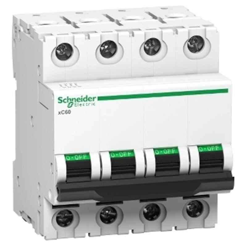 Schneider Electric Acti9 xC60 32A C-Curve Four Pole MCB, A9N4P32C, Breaking Capacity: 10kA, (Pack of 10)