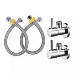 Fastgear 4 Pcs Stainless Steel Silver Chrome Finish Bathroom Faucet Set, FG1912