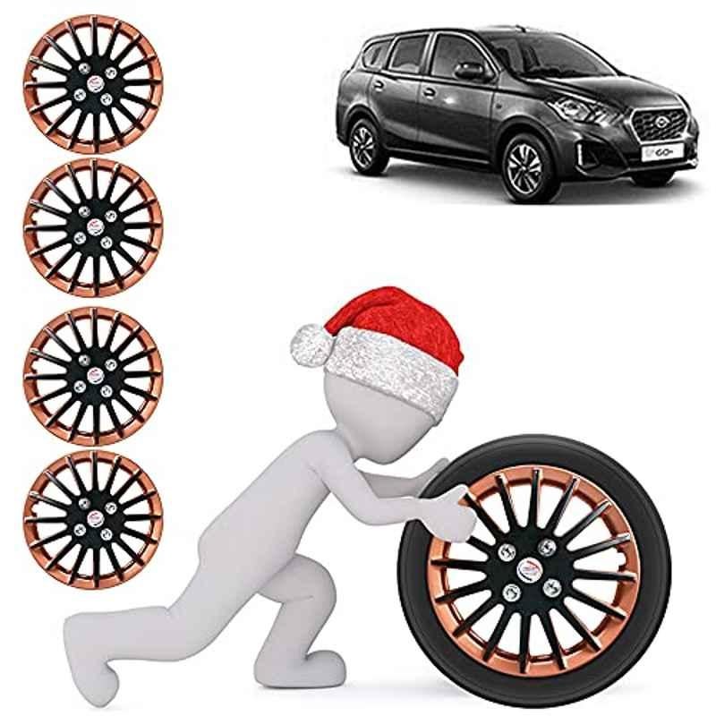 Auto Pearl 4 Pcs 13 inch ABS Copper & Black Press Fitting Wheel Cover Set for Datsun Go+