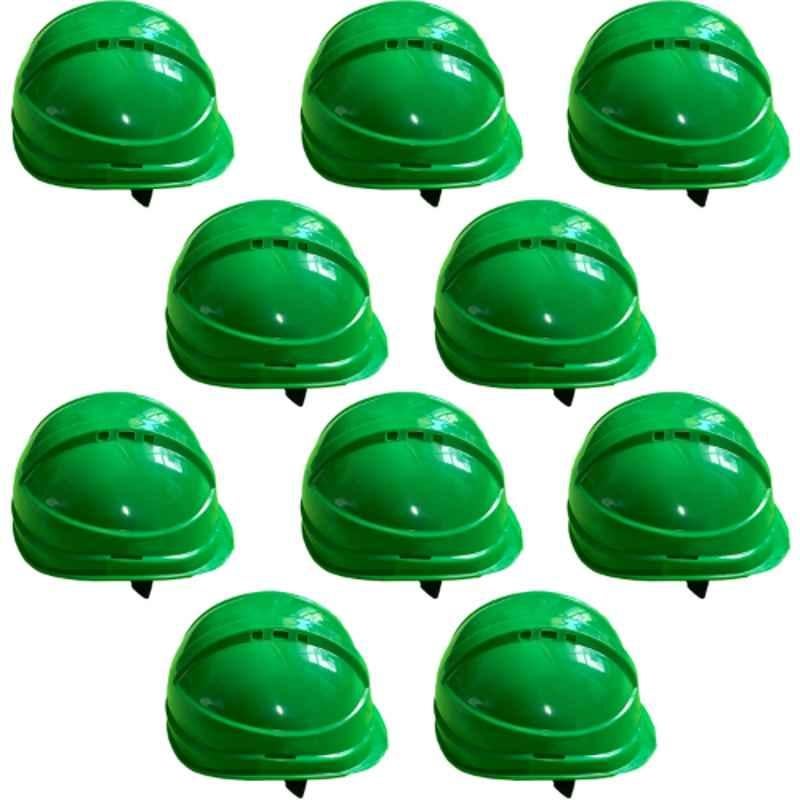 Ladwa ABS HDPE Green Heavy Duty Director Ratchet Safety Helmet, LSI-Helmet-GSH-P10, (Pack of 10)